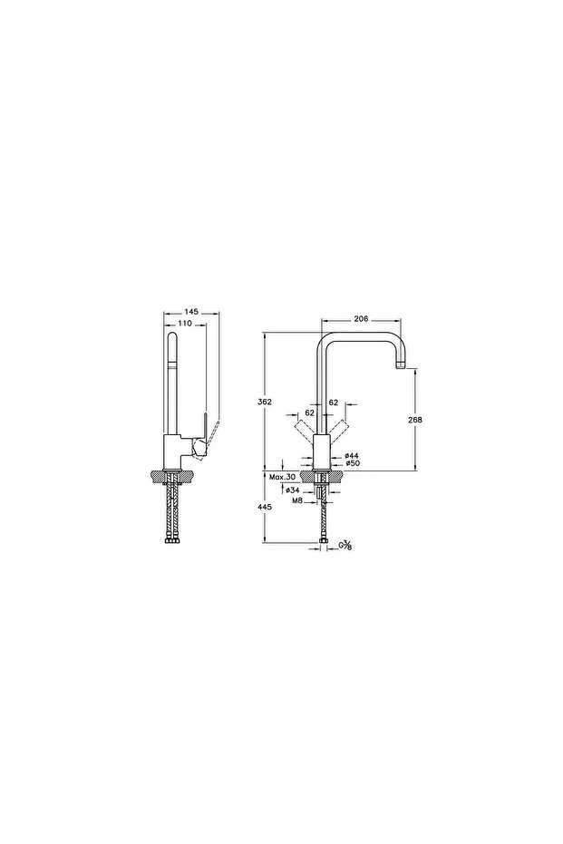 Artema Flo S A42103 Eviye Mutfak Bataryası, Krom